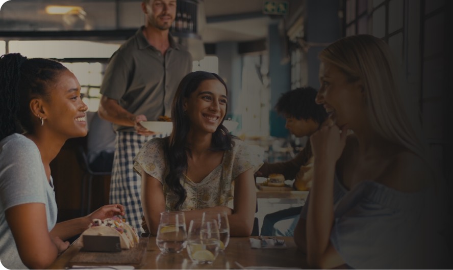 Friends dining together at a restaurant
